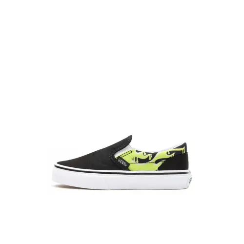 Vans Slip On Series Low Топ Детские Скейтбординги Черно-зеленый Children Aged 3 7 Лет