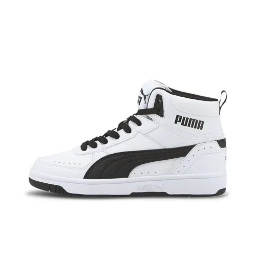 PUMA REBOUND Series Высокие Топы Детские Скейтбординг Белый Черный Подростки