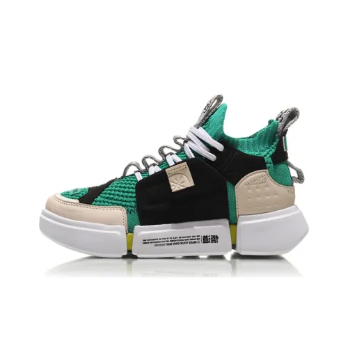 LINING YOUNG Париж Модный Week MID Топ Детские Баскетбольные Кроссовки Черный Зеленый Подростки