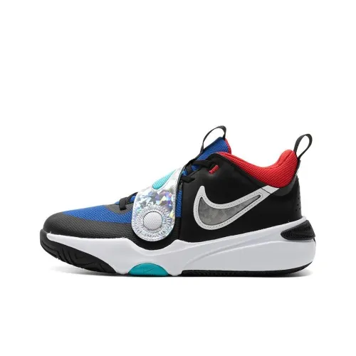 Nike Team Hustle D 11 Амортизация и Дышащий Низкий Топ Детские Баскетбольные Кроссовки Черный Синий