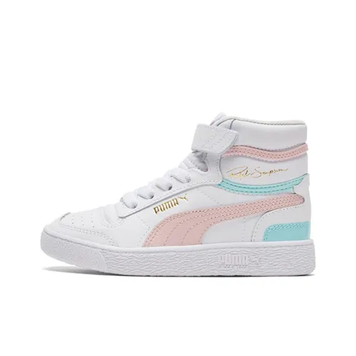 PUMA Ralph Sampson MID AUTUMN Высокий Топ Детские Скейтбординги Белый Синий Розовый Подростки