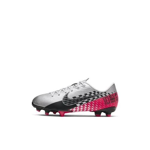 Nike Mercurial Vapor 13 Противоскользящие Устойчивые к истиранию Низкие Детские Футбольные Бутсы Серебристо-Черные Розовые Детские