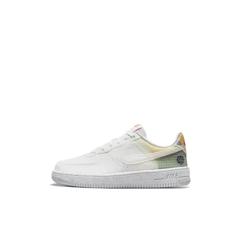 Nike Air FORCE 1 Carter Устойчивые к истиранию Низкие Кроссовки для скейтбординга Белый Оранжевый Для детей 3-7 лет