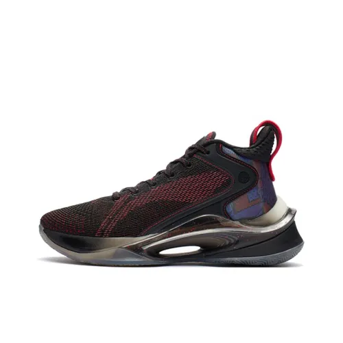 LINING YOUNG Pioneer Spirit 1 Амортизация Износостойкий MID Топ Детские Баскетбольные Кроссовки Черный Красный