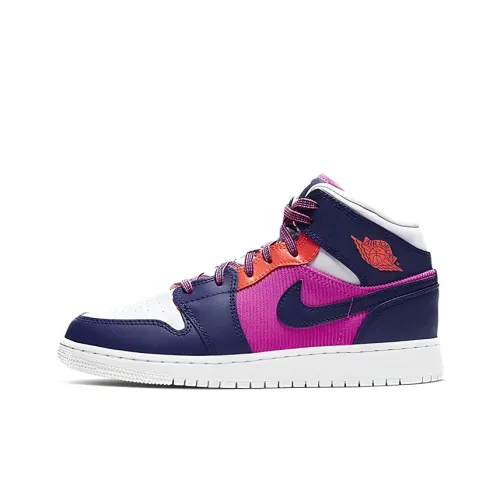 Jordan Air Jordan 1 Детские баскетбольные кроссовки MID Топ Школьный возраст