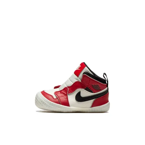 Jordan Air Jordan 1 Детский Кот BOOTIE MID Топ Обувь для малышей Белый и красный Infant And Toddler