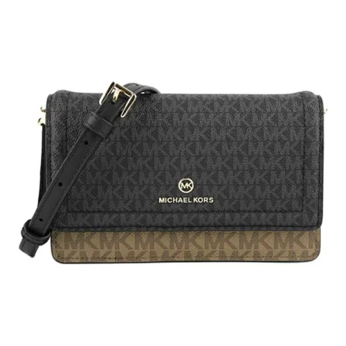 MICHAEL KORS Jet Set Покрытый холст Сумка через плечо Сумка на плечо Маленькая Женская Черная Коричневая