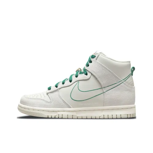 NIKE Dunk SE 'First Use' Золотой Тон Замок Устойчивый к Износу Дышащий Высокий Топ Детские Скейтбординги Белый Зеленый
