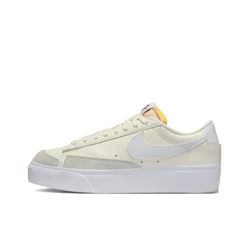 Nike Blazer Платформа Противоскользящий Устойчивый к истиранию Низкий Топ Детские Скейтбординг Желтый Белый Подростки