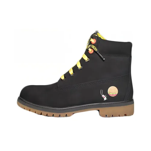 Timberland Детские кожаные сапоги Черные для школьного возраста