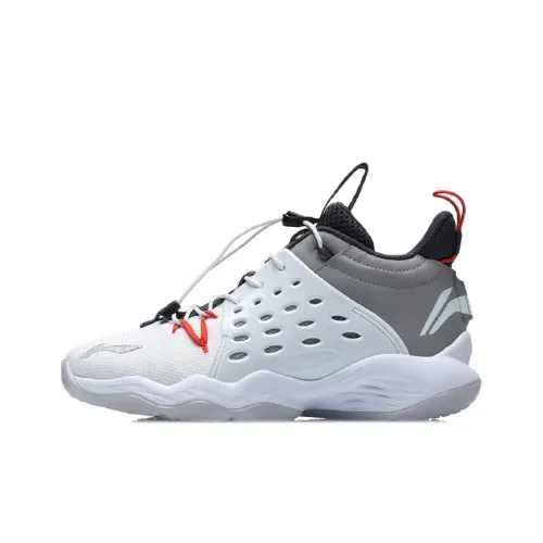 LINING YOUNG Sonic 7 MID Топ Баскетбольные кроссовки Белый Серый Подростки