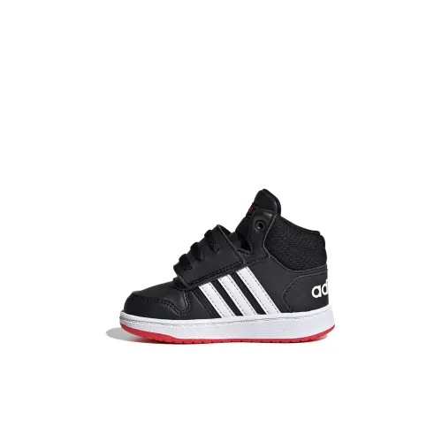 ADIDAS NEO Hoops 2,0 MID Дышащий MID Топ Винтажные баскетбольные кроссовки Черный белый красный Для малышей и детей младшего возраста
