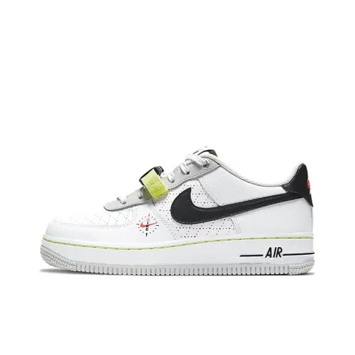 Nike Air FORCE 1 Свежий Perspective Устойчивый к истиранию Низкий Топ Детские Скейтбординги Черный Белый Красный