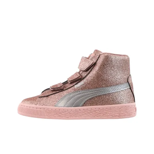 PUMA Basket Series MID Ремешок Высокие Кеды Детские Скейтбординг Ярко-Розовый Подростки