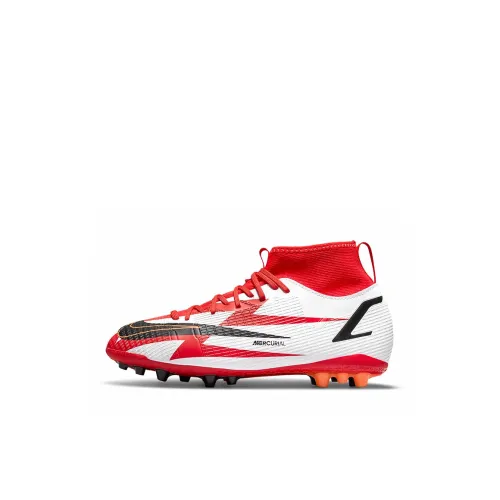 nike Slip-resistant Abrasion-resistant MID Топ Детские футбольные бутсы Красный Белый Детский