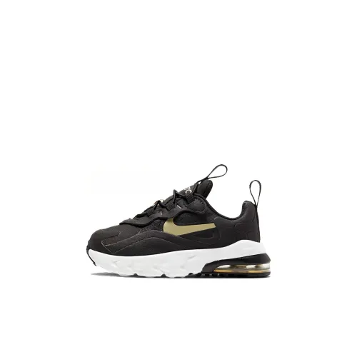 Nike Air Max 270 RT Аbrasion Resistant Shock Absorbers Низкие Кроссовки для Бега Черные Золотые Белые Для Малышей и Детей