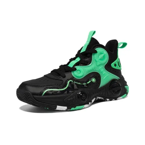 361°KIDS Устойчивый к истиранию MID Топ Детские Баскетбольные Кроссовки Черный Зеленый Подростки