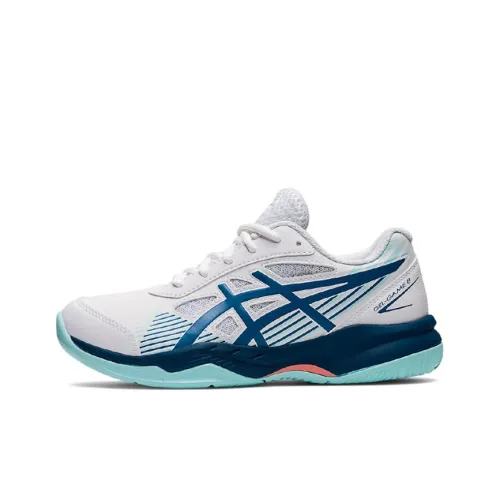 Asics Gel Game 8 Детские кроссовки для тренировок Белый Темно-синий Подростки