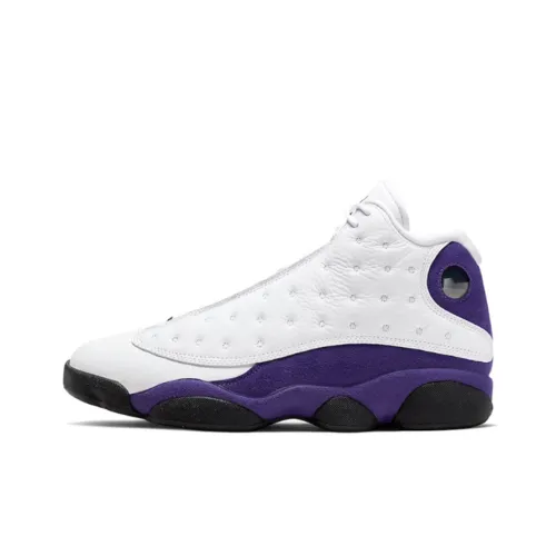 Jordan Air Jordan 13 Ретро ПУ (полиуретан) Амортизация Высокий Топ Детские Баскетбольные Кроссовки Белый и Фиолетовый