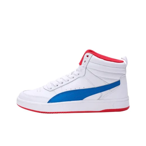PUMA REBOUND Series Уличный V2 Кожа Высокий Топ Детские Скейтбординг Белый Красный Подростки