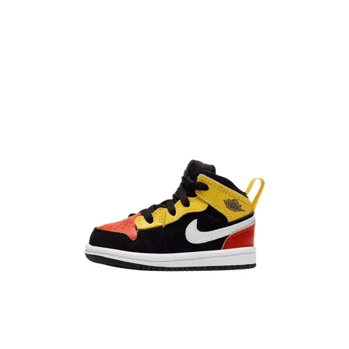 Jordan Air Jordan 1 MID SE 'Amarillo Команда Апельсин' Высокие кеды Обувь для малышей Черный Красный Желтый Младенец и малыш