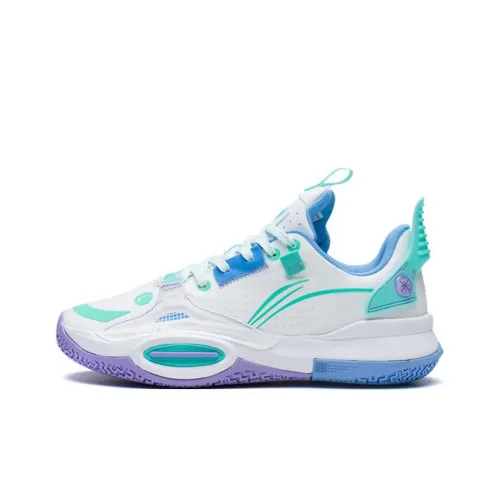 LINING YOUNG Низкий Топ Детские Баскетбольные Кроссовки Белый Зеленый