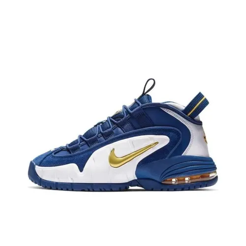 Nike Air Max Penny Амортизация Износостойкий MID Топ Детские Баскетбольные кроссовки Синий Подростки