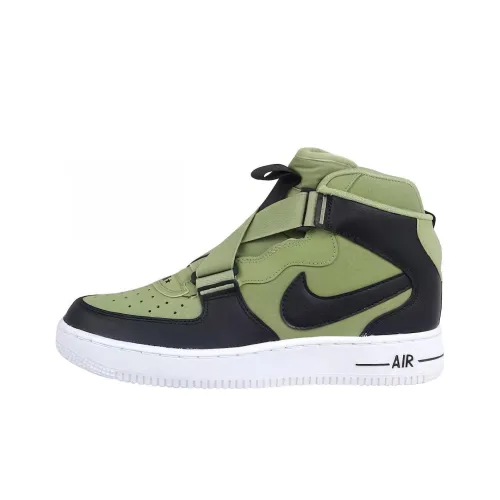 Nike Air Force 1 Highness Амортизация Износостойкий MID Топ Детские Скейтбординги Черно-зеленый Подростки