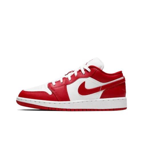 Jordan Air Jordan 1 Low Фитнес-красный противоскользящие амортизаторы низкий топ детские баскетбольные кроссовки белый и красный