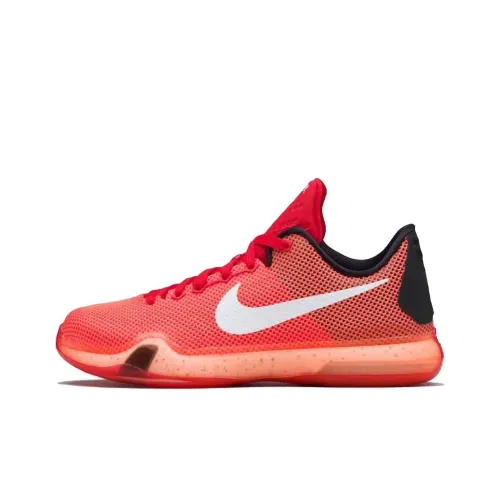 Nike Kobe 10 Устойчивый к истиранию Водонепроницаемый и Дышащий Низкий Верх Детская Беговая Обувь Красный Подростки