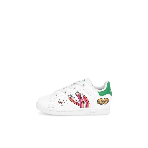 Adidas Originals Stan Smith Slip-Resistant Низкие Туфли для Малышей Белые Зеленые Оранжевые Infant и Toddler