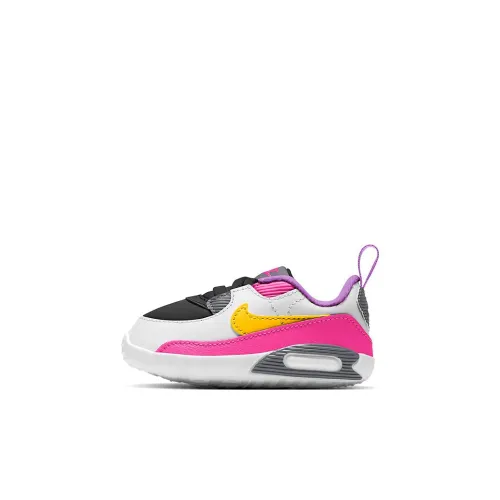 Nike Air Max 90 Crib Low Топ Беговые кроссовки Белый черный розовый Для малышей и детей дошкольного возраста