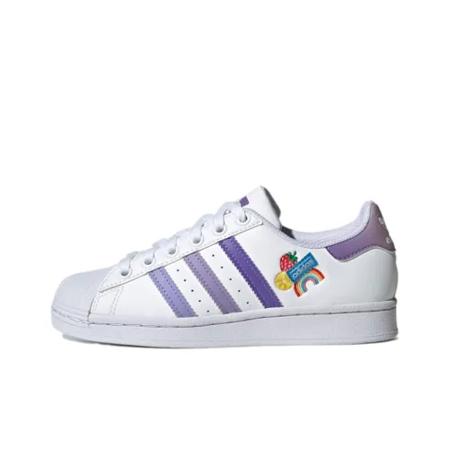 Adidas Originals Superstar J Low Топ Детский Скейтбординг Классический Белый Фиолетовый