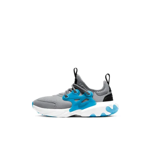 Nike React Presto Slip Resistant Амортизация Устойчивость к износу Детские повседневные кроссовки Серый Синий Черный