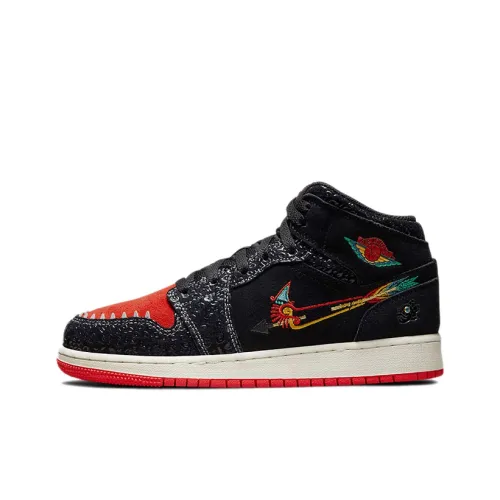Jordan Air Jordan 1 MID SE 'Siempre Familia' Противоскользящий Амортизация Устойчивый к истиранию MID Топ