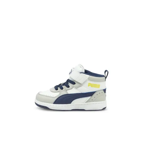 PUMA REBOUND series Радость Высокие кеды Обувь для малышей Белый серый синий Для младенцев и малышей