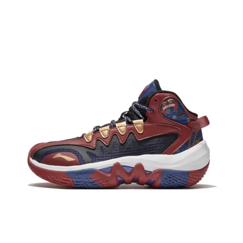 LINING 2 Противоскользящие Амортизирующие Поддерживающие Низкие Баскетбольные Кроссовки для Детей Красные Синие Подростковые