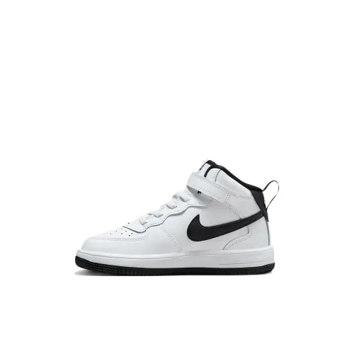 Nike Air FORCE 1 Детские Скейтбординги MID Топ Белый черный Пре-школа