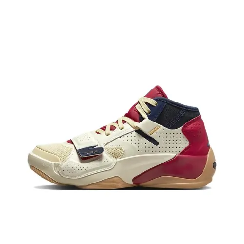 Джордан Zion 2 Zion 2 Slip-resistant Abrasion-resistant Breathable MID Basketball Game Shoes White Red