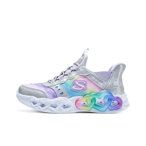 SKECHERS GIRLS Амортизация Износостойкий Низкий Топ KIDS Лайфстайл Обувь Серебряный Многоцветный