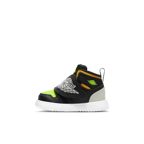 Jordan Air Jordan 1 Azure противоскользящая повседневная обувь черного и зеленого цвета апельсин для малышей и детей младшего возраста