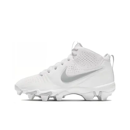 nike Alpha Huarache 3 Keystone Амортизация Износостойкий MID Топ Детские футбольные бутсы Бело-серый Подростки