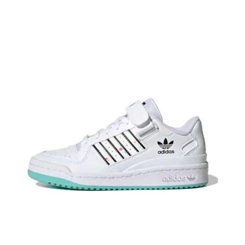 Adidas Originals FORUM Low J Устойчивый к истиранию Низкий Топ Детские Скейтбординг Белый Черный Синий