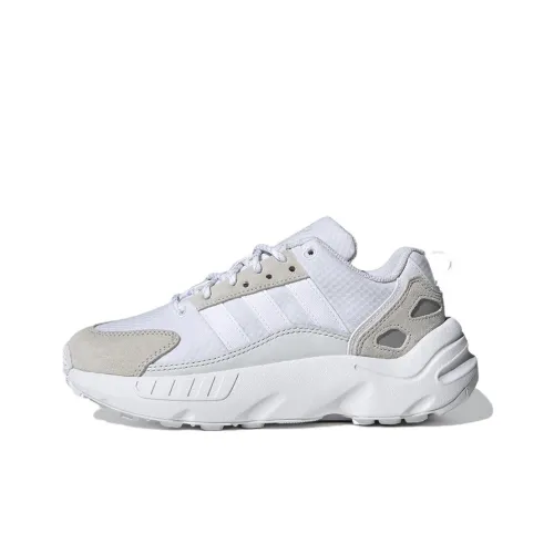 Adidas Originals ZX 22 Устойчивый к истиранию Дышащий Низкий Топ Детская Беговая Обувь Белый Серый Подростки