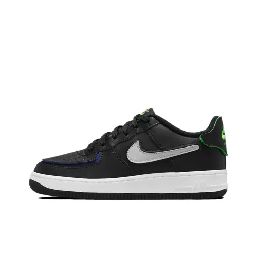Nike Air FORCE 1 1 Low Топ Детские Скейтбординги Черный белый и синий Подростки