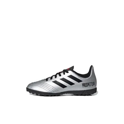 Adidas Predator19,4 Slip-Resistant Abrasion-Resistant Low Top Детская футбольная обувь Серебристо-черная