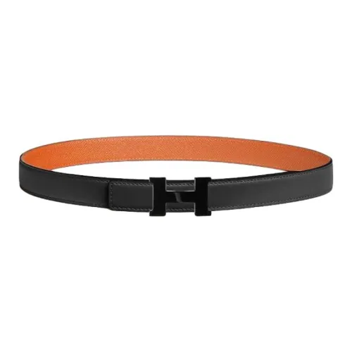 HERMES Телячья кожа Кожаные ремни Женские Черный Апельсин Ширина 2,4CM