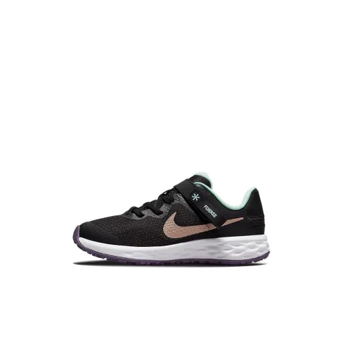 Nike REVOLUTION 6 FlyEase Low Топ Детские беговые кроссовки Черный Зеленый Коричневый Дети 3-7 лет