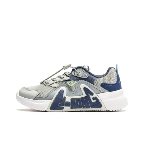 LINING YOUNG LN 90 FLY V3 Противоскользящий Устойчивый к истиранию Низкий Топ Детские Лайфстайл Обувь Серый Синий Подростки