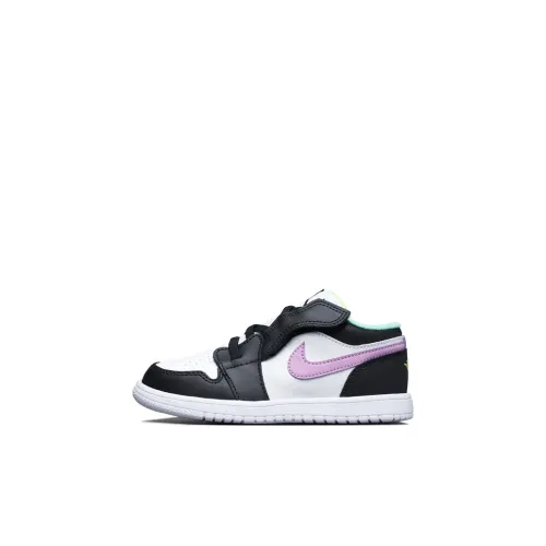Jordan Air Jordan 1 Low Топ Обувь для малышей Белый черный фиолетовый Infant And Toddler